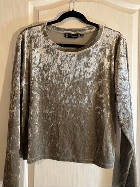 New York & Company Crushed Velvet Top - Silver